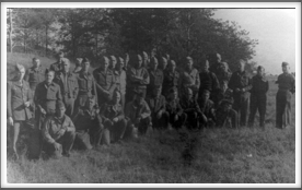 Unknown date, Oflag 64 group photo taken just outside of camp.  (left view)